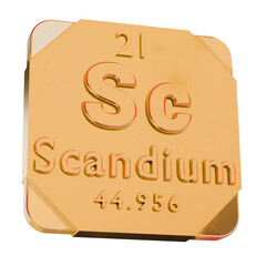 3D Golden Icon - Scandium (Sc)  Element from Periodic Table
