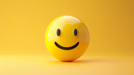 Fototapeta premium Happy yellow smile emoji isolated on yellow background with copyspace for text. An illustration of a happy smiling emoji emoticon character, smiling face emoji or emoticon icon with happy eyes vector.