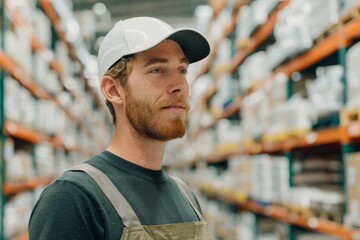 Efficient Logistics Coordinator Checking Inventory in Minimalist Warehouse Setting