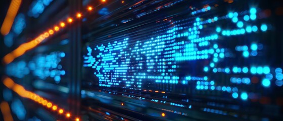 Abstract illustration of cyber security and artificial intelligence, with blue tones and network elements, emphasizing the role of technology in business and science