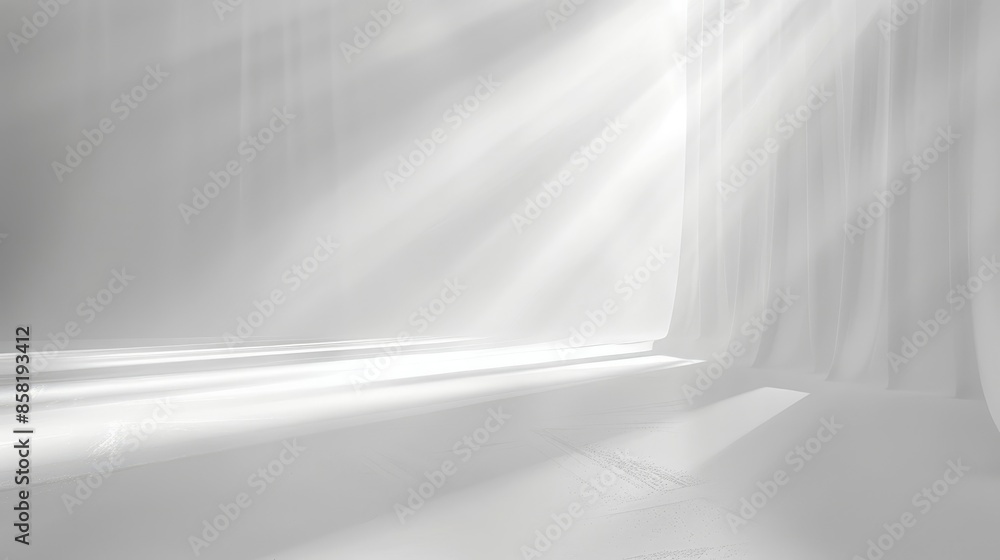 Poster abstract white background with subtle white light, creating a minimalist and ethereal atmosphere.