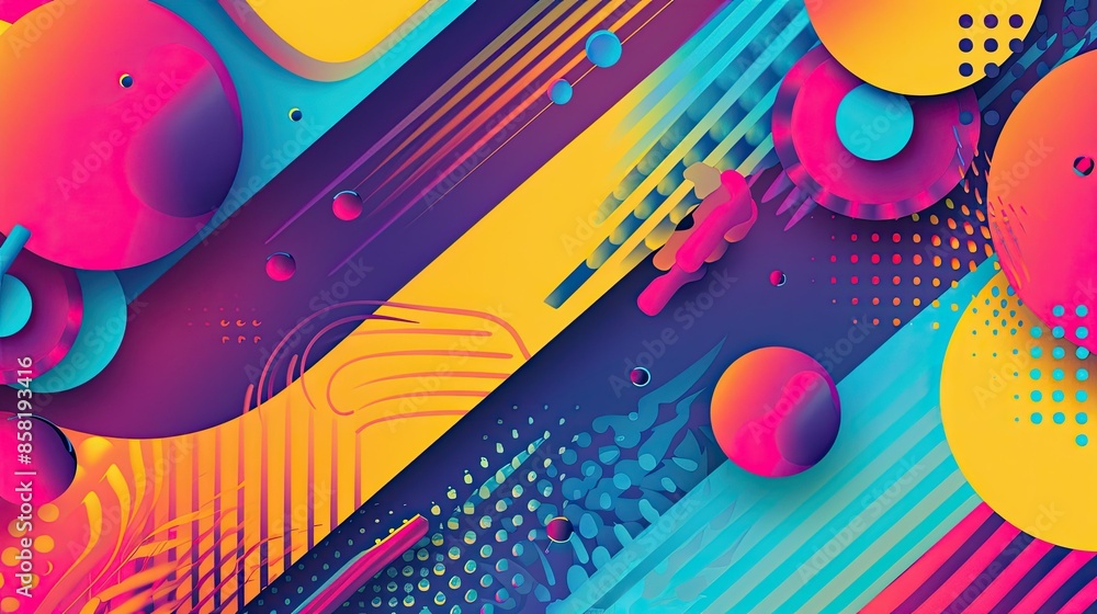 Poster colorful abstract geometric design with bold shapes and patterns