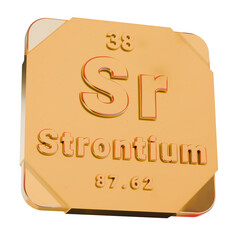 3D Golden Icon - Strontium (Sr) Element from Periodic Table