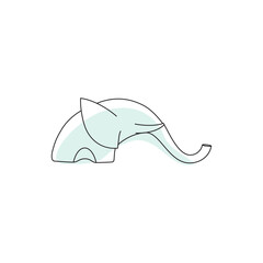 Outline drawing of elephant, vector illustration. Tattoo or logo concept.
