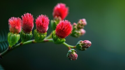 Obraz premium Close up Photo of Red Mimosa pudica Buds in Bandung Indonesia
