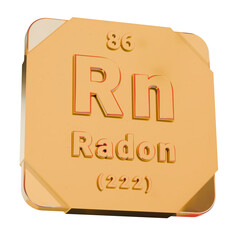 3D Golden Icon - Radon (Rn) Element from Periodic Table