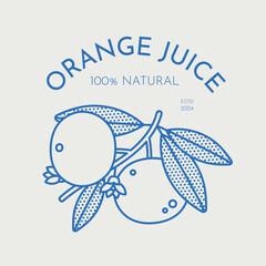 Hand-drawn vector orange illustration. Line art, retro. Plants and herbs for cosmetics. Logo template.