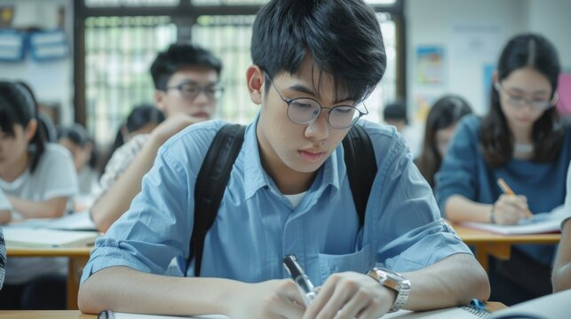 High school students preparing for college entrance exams
