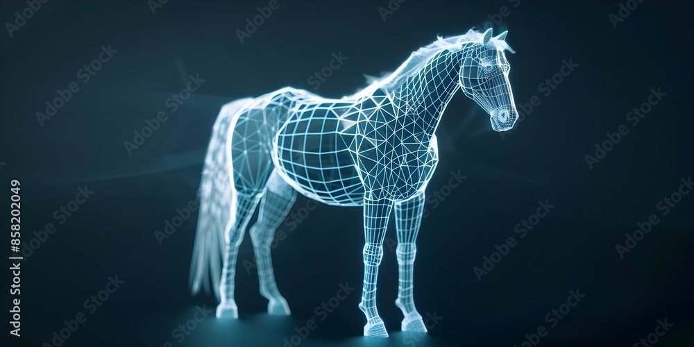 Aufkleber digital wireframe of a horse created using polygon technology with lines. concept polygonal digital 
