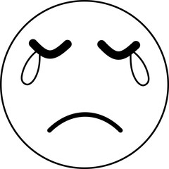 cry sad emoji social media icon outline