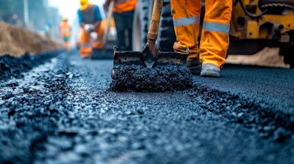 road special equipment lays new asphalt pavement on the road, road repair, replacement of asphalt