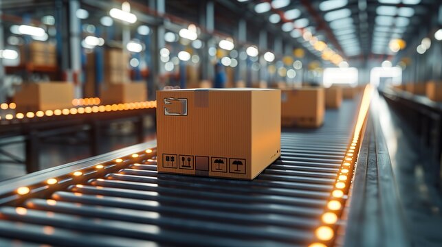 State-of-the-art e-commerce logistics center featuring cutting-edge automation, inviting exploration with ample room for customization. illustration images