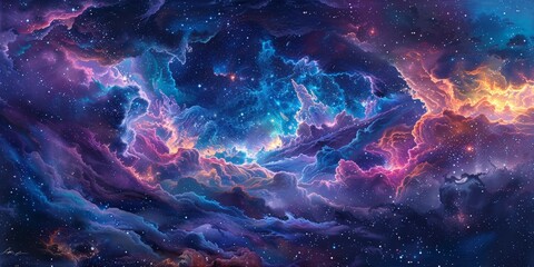 Fototapeta premium Nebula Dreamscape: Cosmic Clouds and Stars