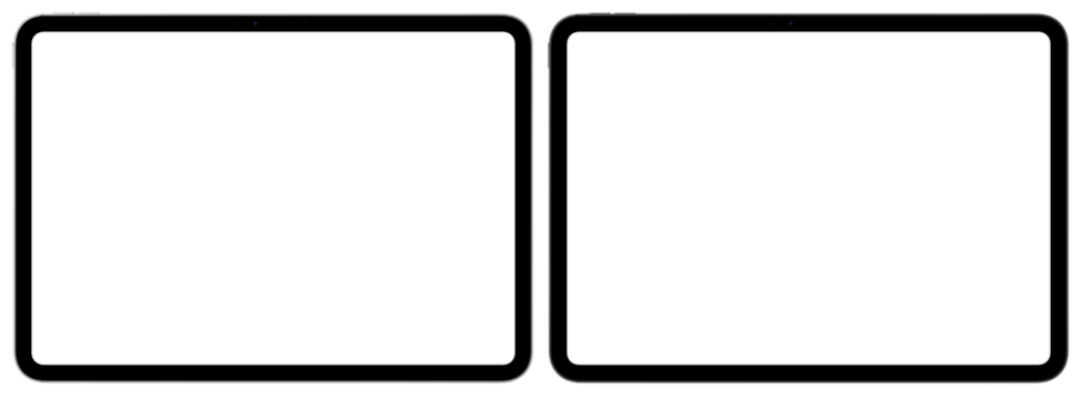 iPad Pro - 11 inch M4 front view realistic tablet air5 in Gray and silver. Blank mockup white screen isolated transparent background for banner or web design or advertising printing presentation. PNG