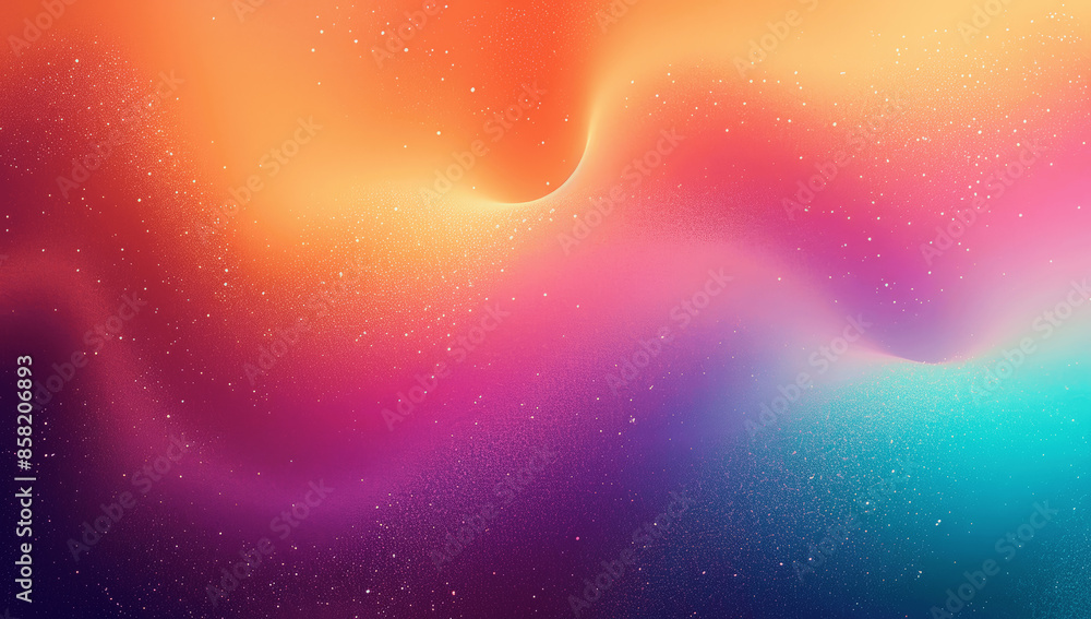 Poster psychedelic retro gradient background with vibrant colors and grainy texture