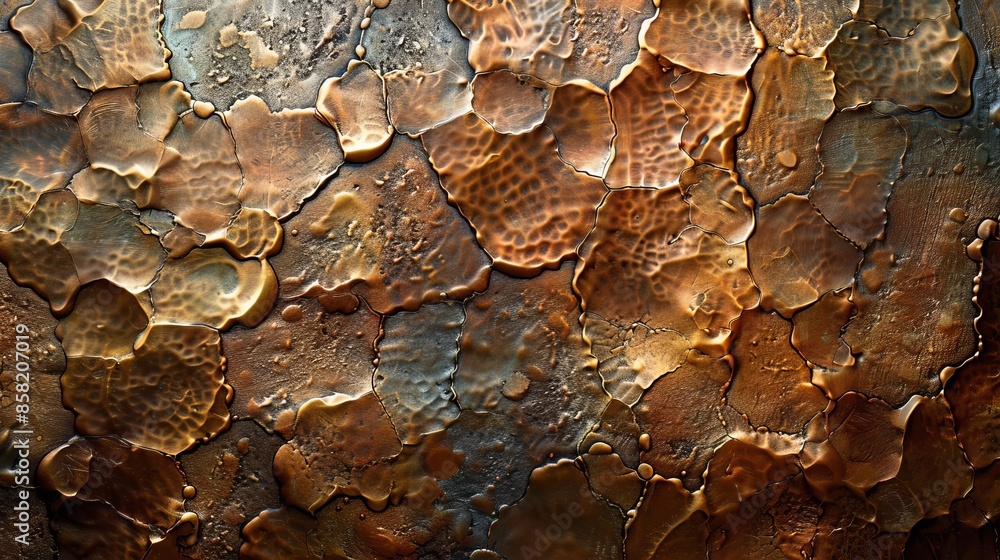 Poster this image showcases a rusty metallic surface featuring peeling paint effects, creating an intricate