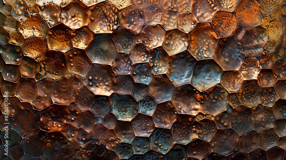 Poster this image depicts a corroded metal surface showcasing vibrant texture patterns in hues of blue and 