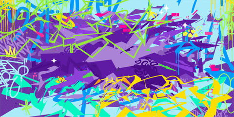 Trendy Abstract Hip Hop Urban Street Art Graffiti Style Vector Illustration Background Template