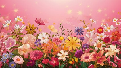 Obraz premium Nice flowers on the pink background