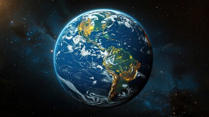 Naklejka premium Detailed 3D globe of Earth with focus on America, Asia, Europe, and Africa. illustration images