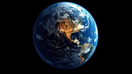 Obraz premium Detailed 3D globe of Earth with focus on America, Asia, Europe, and Africa. illustration images
