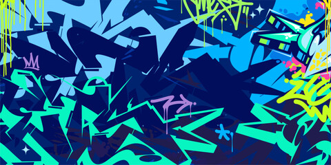 Trendy Abstract Hip Hop Urban Street Art Graffiti Style Vector Illustration Background Template