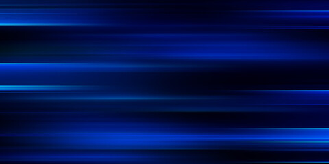 Acceleration speed motion on night road. Light and stripes moving fast over dark background. Abstract blue Illustration