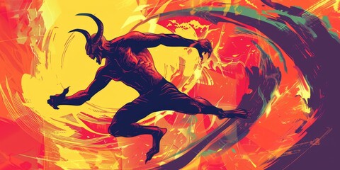 Obraz premium Vibrant Demon in Abstract Splash