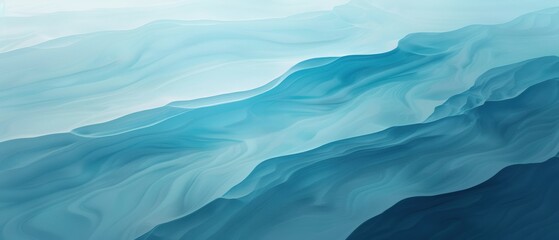 Obraz premium Abstract Blue Ocean Waves presents a serene and fluid depiction of ocean waves in varying shades of blue. The smooth, abstract design creates a calming and peaceful atmosphere.