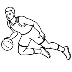 Basketball Coloring Page Colored Illustration