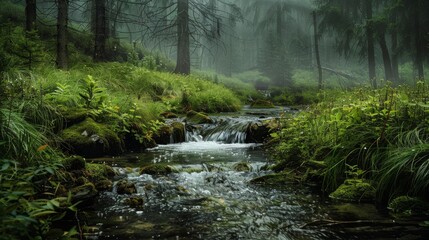 Obraz premium Beautiful stream in a beautiful natural forest