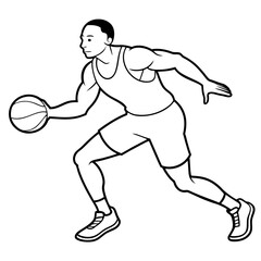 Basketball Coloring Page Colored Illustration