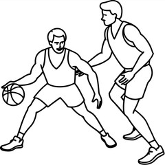 Basketball Coloring Page Colored Illustration