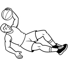 Basketball Coloring Page Colored Illustration