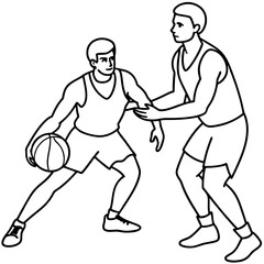 Basketball Coloring Page Colored Illustration