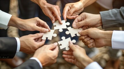 A group of Asian business professionals working together as a team to brainstorm and solve a problem or challenge they are facing in their corporate or organizational setting