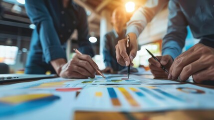 Obraz premium A group of Asian professionals working together as a business team brainstorming and problem solving during a meeting in their office workspace They are engaged in discussion planning
