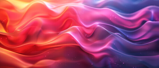 Obraz premium Abstract background forming flowing red and blue fabric waves with sparkling particles