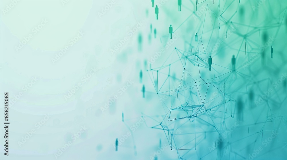 Poster abstract background with green and turquoise colors. geometric network design with connecting lines 