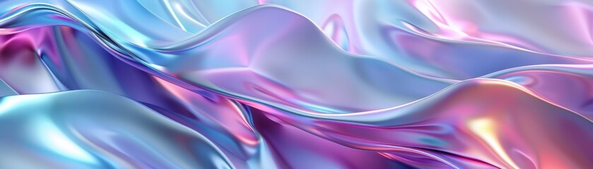 Fluid Elegance - 3D Render Abstract Background with Gradient Waves and Glossy Surfaces