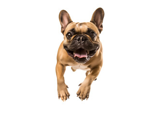 Obraz premium Full body shot of French Bulldog dog, running happily, smiling.