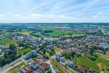 Blick auf die Hochschulstadt Pfarrkirchen im Rottal in Niederbayern