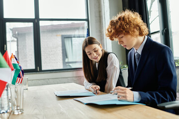 Teenagers participate in a UN Model event, simulating international diplomacy.