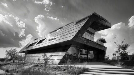 Ecofriendly Polish building with a green roof