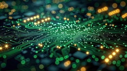 Obraz premium Technology advances with global networks, AI, connectivity, and intricate circuits shaping the digital landscape. illustration images