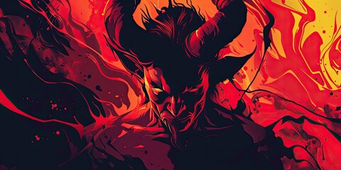 Fototapeta premium Demonic Figure with Intense Flames