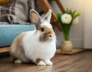 Obraz premium Królik domowy w domu 