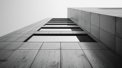 Fototapeta premium The visually stunning desktop wallpaper captures the essence of minimalist architecture, using simple and powerful shapes, lines, and colors.