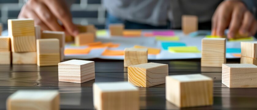 A conceptual illustration of a wooden cube as a foundation for marketing strategy, highlighting the importance of a solid business framework