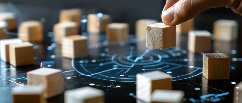 A conceptual illustration of a wooden cube as a foundation for marketing strategy, highlighting the importance of a solid business framework